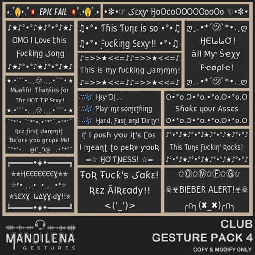 :: MG :: Mandilena Gestures Pack : Club 4