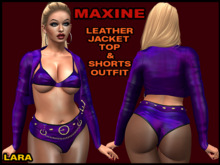 MAXINE LEATHER JACKET, TOP, SHORTS OUTFIT, PURPLE, LARA
