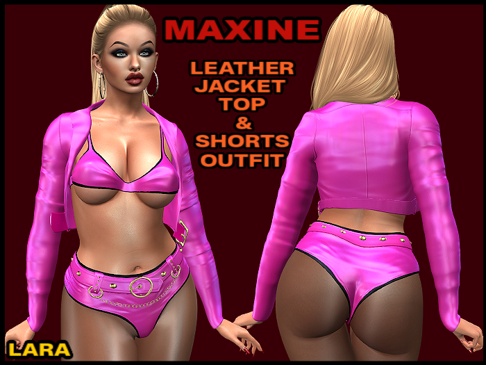 MAXINE LEATHER JACKET, TOP, SHORTS OUTFIT, PINK, LARA