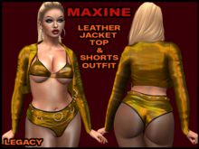 MAXINE LEATHER JACKET, TOP, SHORTS OUTFIT, GOLD, LEGACY