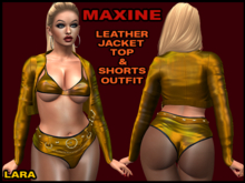 MAXINE LEATHER JACKET, TOP, SHORTS OUTFIT, GOLD, LARA