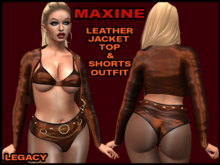 MAXINE LEATHER JACKET, TOP, SHORTS OUTFIT, BROWN, LEGACY