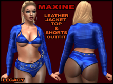 MAXINE LEATHER JACKET, TOP, SHORTS OUTFIT, BLUE, LEGACY