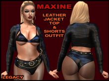 MAXINE LEATHER JACKET, TOP, SHORTS OUTFIT, BLACK, LEGACY