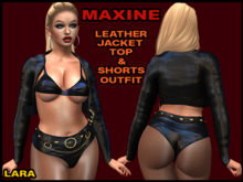 MAXINE LEATHER JACKET, TOP, SHORTS OUTFIT, BLACK, LARA