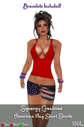 Synergy ~ American Flag Short Shorts Set