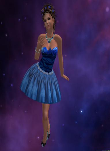 LaCella's Blue Satin Sapphire & Rose Dress (Boxed)