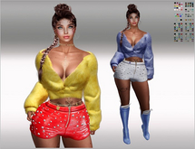 SET Fluffy Jacket,Shorts+Diamonds,Belt,Boots 106x Color HUD,full Pack