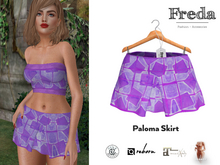 "Freda" Paloma Mini Skirt Graphics Lavender Purple, Classical Cut with a Fun Hand Printed Summer Pattern, Mix and Match