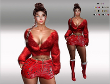 SET Fluffy Jacket,Shorts+Diamonds,Belt,Boots,red 27xColor HUD