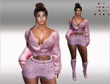 SET Fluffy Jacket,Shorts+Diamonds,Belt,Boots,rose 27xColor HUD