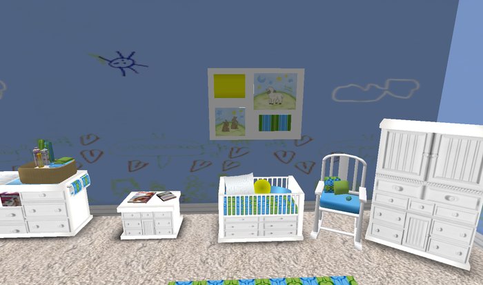  DESIGNER CRIB SET GREEN AND BLUE 