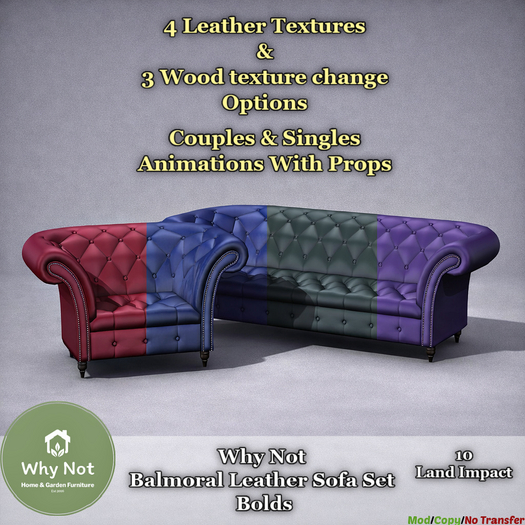 Why Not - Balmoral Leather Sofa Set  Bolds-Add Me