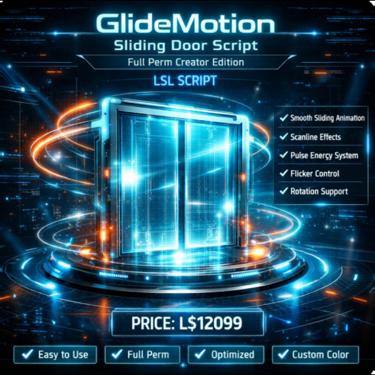 Second Life Marketplace - GlideMotion Sliding Door Script Full Perm ...