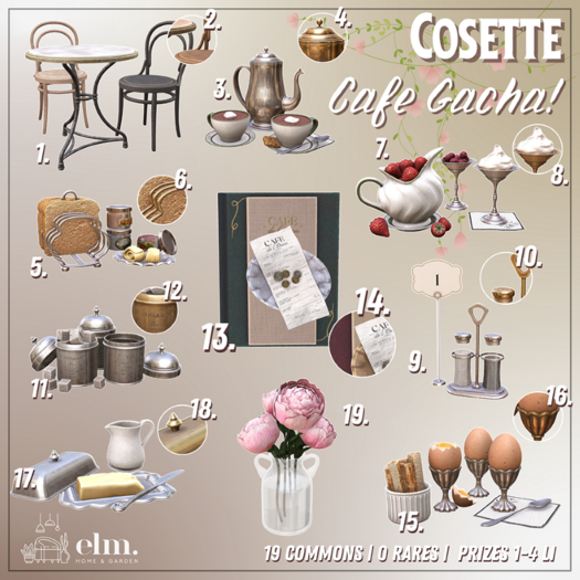 9. Elm. Cosette Cafe//Table Essentials [Silver]