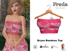 "Freda" Brynn Bandeau Top Graphics Salmon Pink, Fun Hand Printed Summer Pattern, Small Tight Cropped Stretch Top