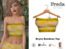 "Freda" Brynn Bandeau Top Graphics Lemon Yellow, Fun Hand Printed Summer Pattern, Small Tight Cropped Stretch Top