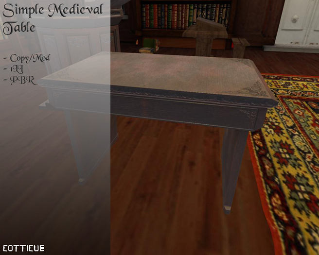 Second Life Marketplace - [COTTICUE]Simple Medieval Table