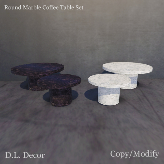 ! D.L. Decor Round Marble Coffee Table Set Fatpack