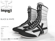Impact :: Unisex Boxing Shoes :: Black & White :: {kokoia}