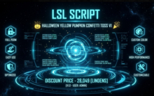 Halloween Yellow Pumpkin Confetti Toss V1 Full Perm Script ( With Notecard of How to Use This Script )