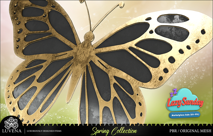 LVN Butterfly Spring Inspired Wall Deco Gold *PBR*
