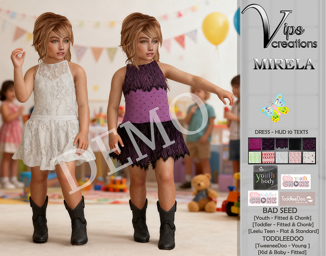 DEMO-[Vips Creations] - Female Kids Clothes - [Mirela]Lace-HUD - TODDLEEDOO - BAD SEED 