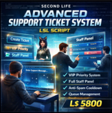 Advanced Support Ticket System with Staff Panel, VIP Priority, Queue Management & Anti-Spam (Full Perm) LSL Script