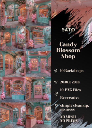 SATO - Candy Blossom Shop backdrops (UNPACK)