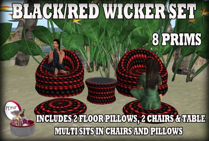 PDN: BLACK/RED WICKER SET BOXED