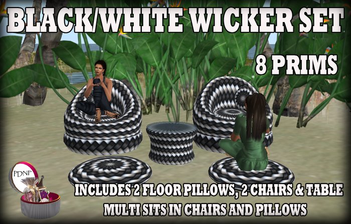 PDN: BLACK/WHITE WICKER SET BOXED