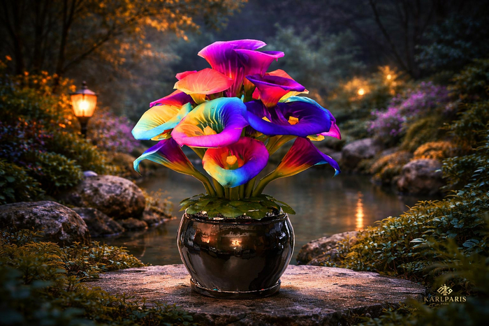 Rainbow Calla Lily – Stylized Decorative Flower Plant