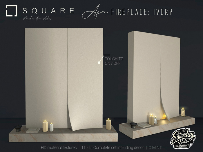 [ SQUARE ] - AEON Fireplace : IVORY TSSMP
