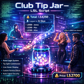 Club Tip Jar LSL Script FULL PERM | DJ Host Split System | Auto Login, Commission Control, Profile Display, Particles