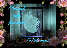 Etched Glass-Peacock Wall Fountain-Harp Dreams and Harp One Moment In Time