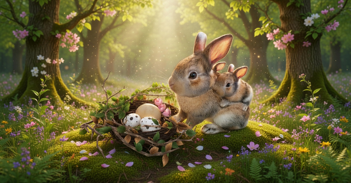 Sweet Rabbit Family Second Life Marketplace - Sweet bunnies family nest