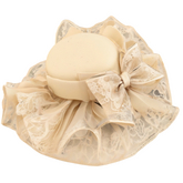 LL ruffled fascinator 634 Full Perm ruffle Easter bow cream hat lace