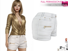 Full Perm Female White Casual Summer Mini Denim Shorts for Maitreya 5.3 LaraX Ebody Reborn Legacy