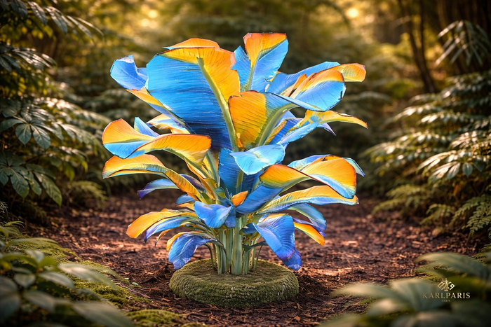 Blue Orange Tropical Plant – Decorative Exotic Colorful Foliage