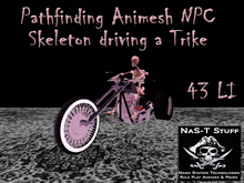 Animesh Skeleton on a Trike NPC Roaming Undead & Halloween pathfinding prop