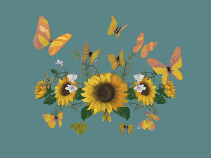 Sunflowers & Butterflies 3D wall art Full Perm