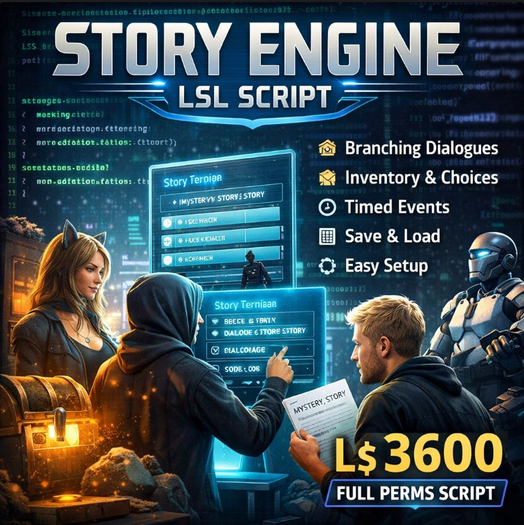  Interactive Branching Story Engine LSL Script for Second Life – Narrative Adventure System
