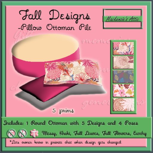 [M.A.] Ottoman Pillow Pile (Round) -Fall Designs