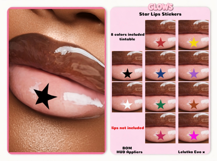 Second Life Marketplace - GLOW'S: STICKERS LIPS LEL EVO X