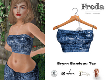 "Freda" Brynn Bandeau Top Grungy Letters Navy Blue, Hand Printed Dark Pattern, Small Tight Cropped Stretch Top