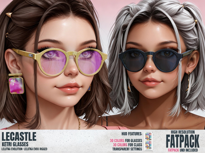 [LECASTLE] Ketri Glasses - LeLUTKA Rigged 3570