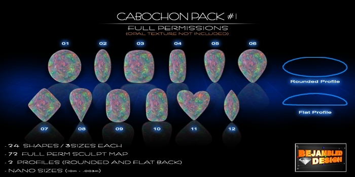 Full Perm Sculpted Cabochons