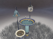 Birdhouse, Birdbath and Feeder Set