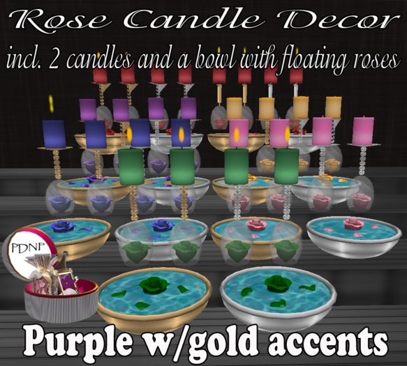 PDN: ROSE CANDLE DECOR PURPLE/GOLD