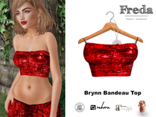 "Freda" Brynn Bandeau Top Grungy Letters Red, Hand Printed Dark Pattern, Small Tight Cropped Stretch Top